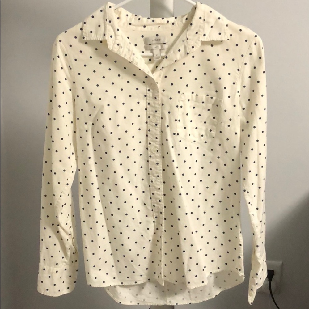 J. Crew Women’s Boy Shirt in Dots, White